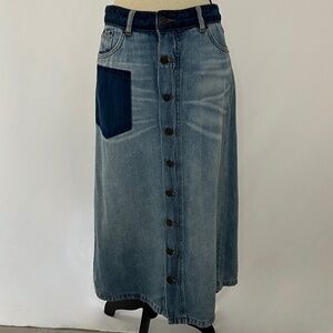 MUNTHE Mid Length Jean Skirt-Button Front  Sz 38 (US 8)-Like NEW